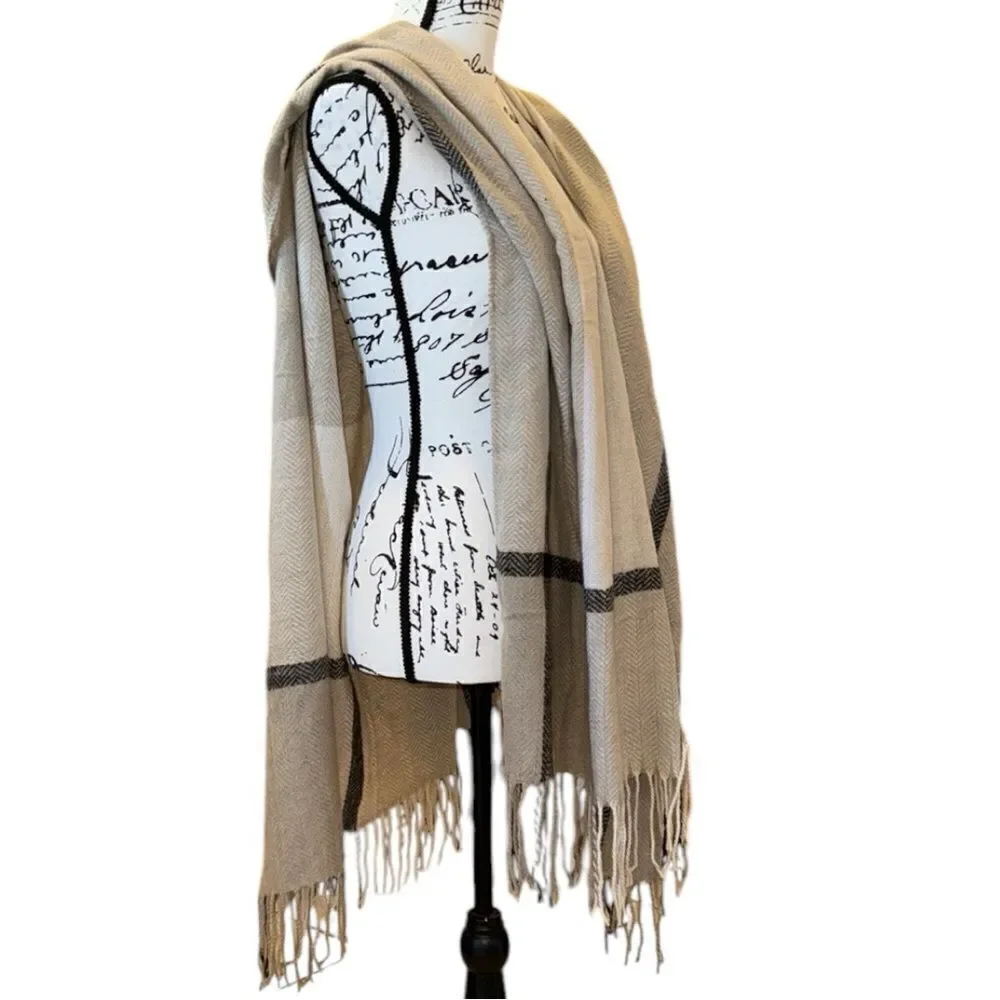 three dots Miranda Plaid Cashmere Blend Wrap OS NWT